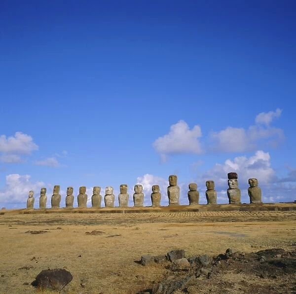 Line of statues, Ahu Tongariki, Easter Island, Chile