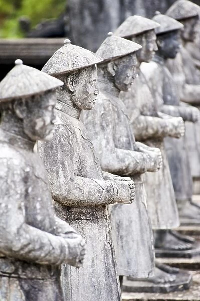Line of stone statues at The Tomb of Khai Dinh, Hue, Vietnam, Indochina, Southeast Asia, Asia