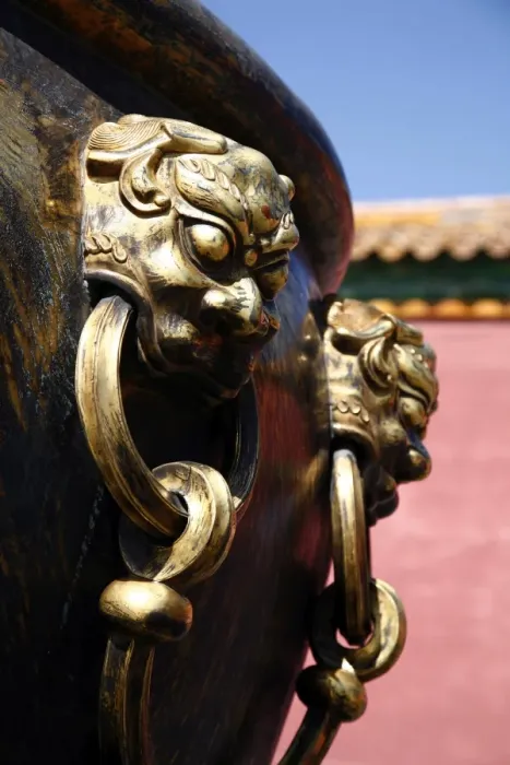 Framed Print : Lion handle on a bronze urn at the Forbidden City, Beijing, China, Asia Framed Print : Lion handle on a bronze urn at the Forbidden City, Beijing, China, Asia