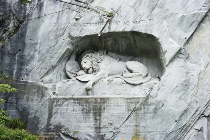 Framed Print : Lion Monument by Lucas Ahorn for Swiss soldiers who died in the French Revolution, Lucerne, Switzerland, Europe Framed Print : Lion Monument by Lucas Ahorn for Swiss soldiers who died in the French Revolution, Lucerne, Switzerland, Europe