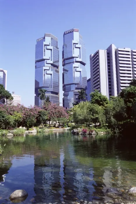 Framed Print : The Lippo Towers from Hong Kong Park, Central, Hong Kong Island, Hong Kong, China, Asia Framed Print : The Lippo Towers from Hong Kong Park, Central, Hong Kong Island, Hong Kong, China, Asia