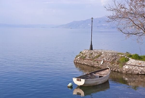 Little boat on Lake Ohrid, UNESCO World Heritage Site, Macedonia, Europe