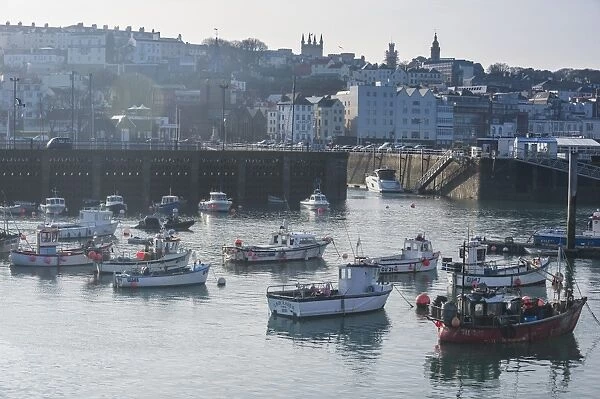 Little fishing boats in the harbour of Saint Peter Port, Guernsey, Channel Islands