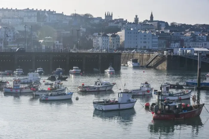 Framed Print : Little fishing boats in the harbour of Saint Peter Port, Guernsey, Channel Islands