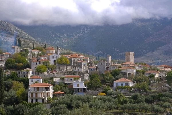 Little mountain village in the Lakonian Mani, Peloponnese, Greece, Europe