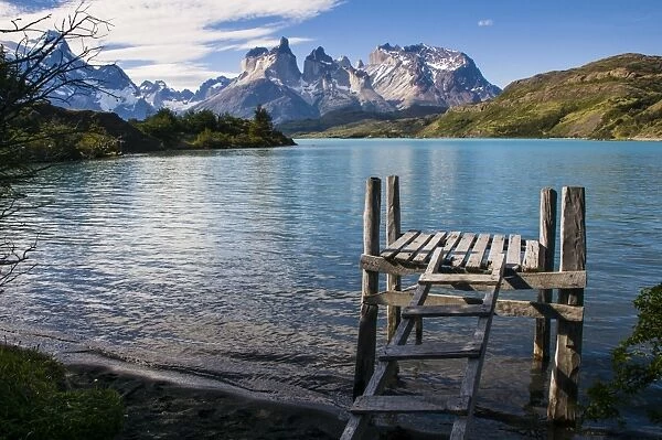 Little pier on Lake Pehoe in the Torres del Paine National Park, Patagonia, Chile, South America