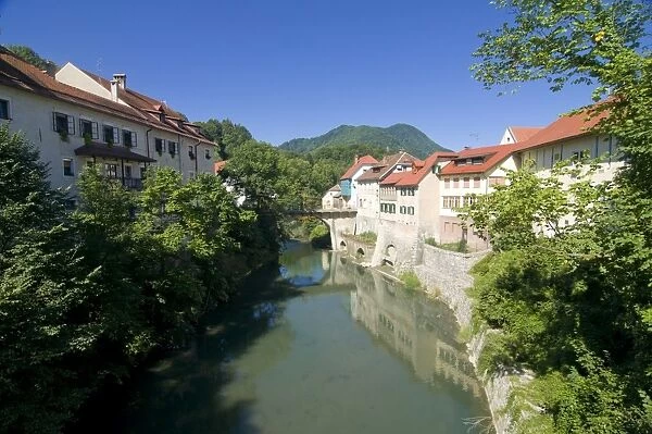 Little river running through the town of Sofja Loket, Slovenia, Europe