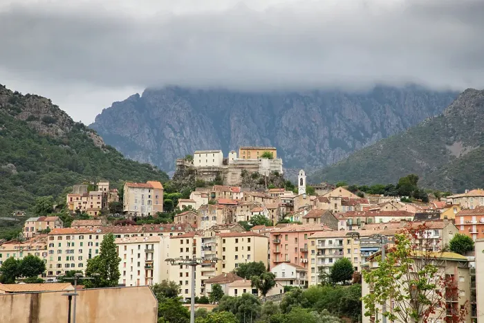 Framed Print : The little town of Corte on a summer morning, Island of Corsica, France Framed Print : The little town of Corte on a summer morning, Island of Corsica, France