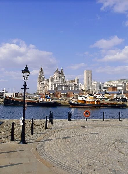 Liver Building and Docks, Liverpool, Merseyside, England