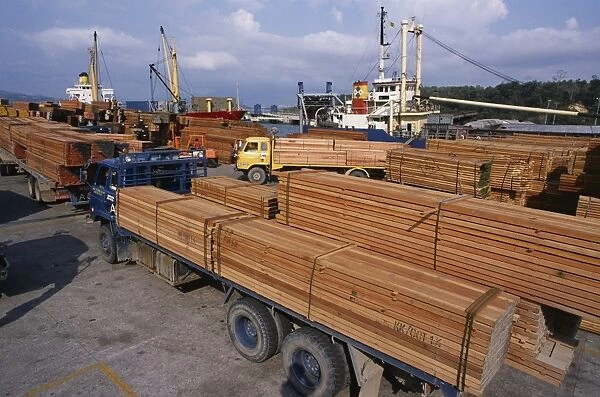 Loading timber for export