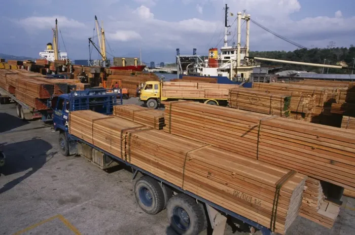 Framed Print : Loading timber for export Framed Print : Loading timber for export