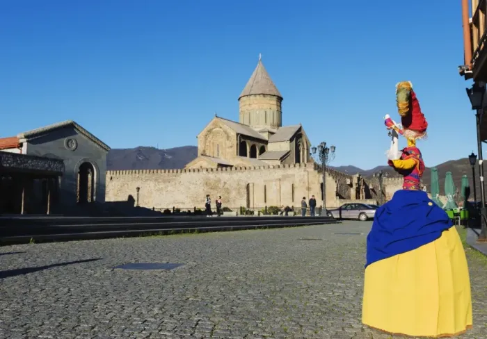 Framed Print : Local artisan doll display, Svetitskhoveli Cathedral, 11th century, by Patriach Melkisedek