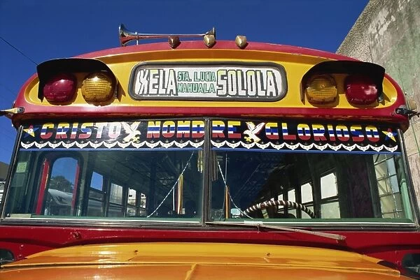 Local bus, formerly a U. S. school bus, Solola, Guatemala, Central America