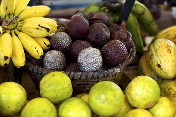 Local fruits, maracuja and nuts, in the central market of Belem, Brazil, South America