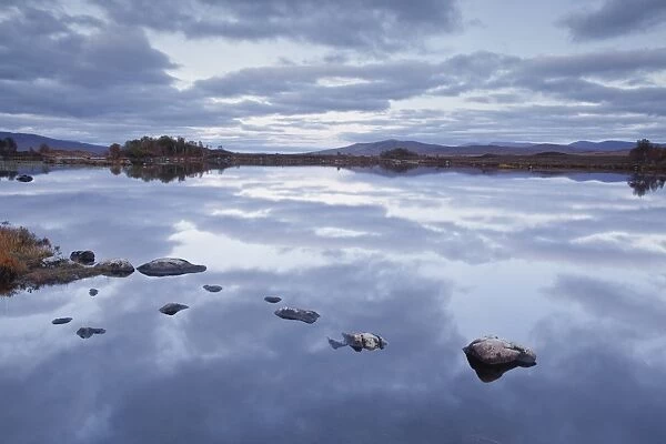 Loch Ba on Rannoch Moor at dusk, a Site of Special Scientific Interest, Perth and Kinross, Highlands, Scotland, United Kingdom, Europe