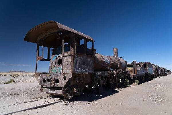 Locomotive graveyard outside Uyuni, Bolivia, South America