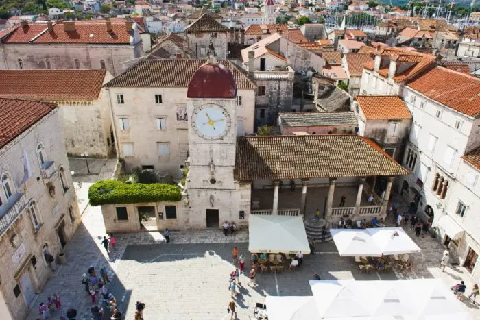 Framed Print : Loggia and St. Lawrence Square viewed from the Cathedral of St. Lawrence, Trogir, UNESCO World Heritage Site, Dalmatian Coast, Croatia, Europe Framed Print : Loggia and St. Lawrence Square viewed from the Cathedral of St. Lawrence, Trogir, UNESCO World Heritage Site, Dalmatian Coast, Croatia, Europe