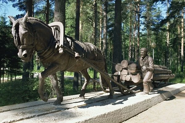 Logging as it used to be done with horses, Finnish Forestry Museum, Lusto