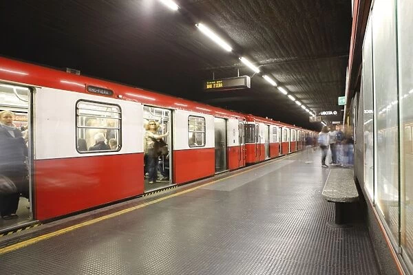 LOM3883. Underground train, Milan, Lombardy, Italy, Europe