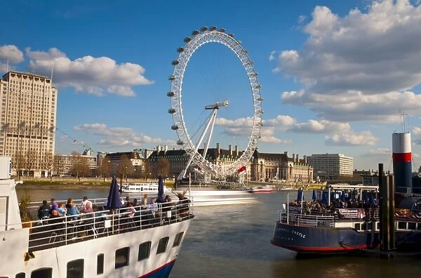 London Eye and River Thames, London, England, United Kingdom, Europe