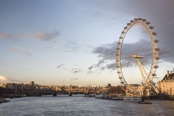 The London Eye at sunset (Millennium Wheel), South Bank, London, England, United Kingdom