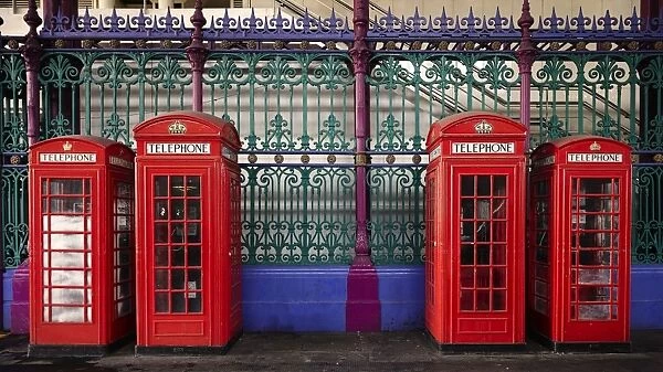 London red phone boxes, Smithfield Market, London, England, United Kingdom, Europe