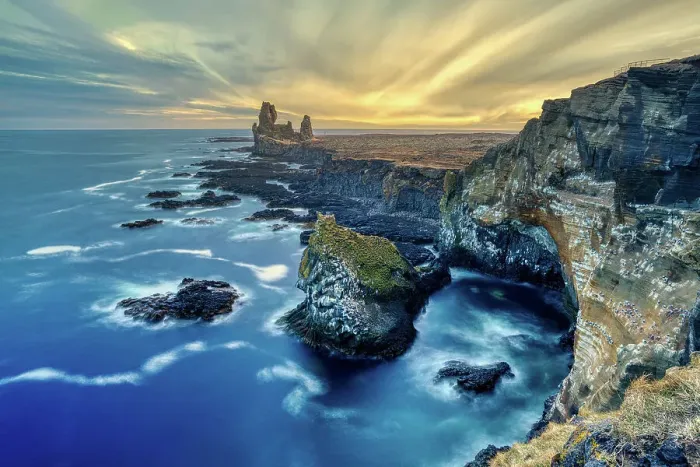 Framed Print : The Londrangar cliffs in the Snaefellsnes Peninsula at sunset, Iceland, Polar Regions Framed Print : The Londrangar cliffs in the Snaefellsnes Peninsula at sunset, Iceland, Polar Regions