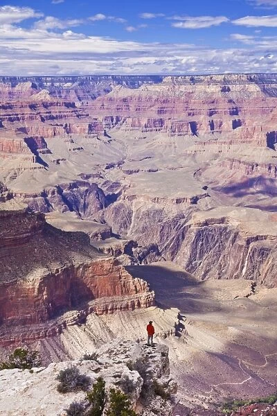 Lone hiker near Yavapai Point Overlook, South Rim, Grand Canyon National Park, UNESCO World Heritage Site, Arizona, United States of America, North America