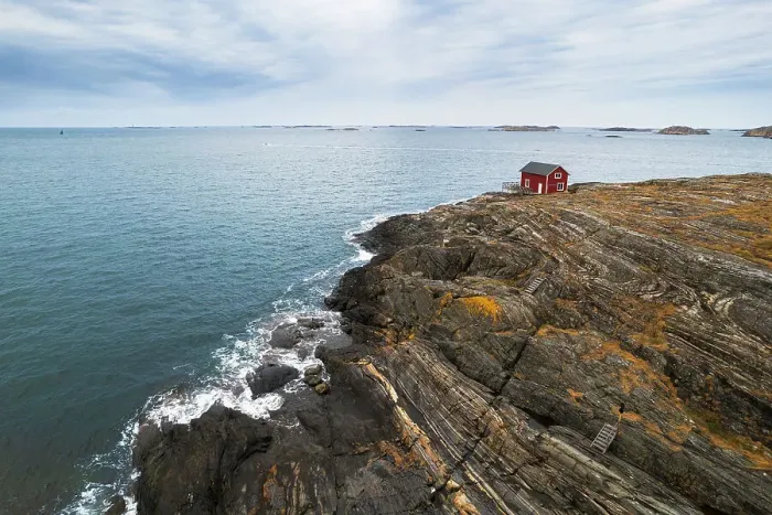 Framed Print : Lone red house surrounded by sea on top of a cliff of a rocky island, Bohuslan, Vastra Gotaland, West Sweden, Sweden, Scandinavia, Europe Framed Print : Lone red house surrounded by sea on top of a cliff of a rocky island, Bohuslan, Vastra Gotaland, West Sweden, Sweden, Scandinavia, Europe