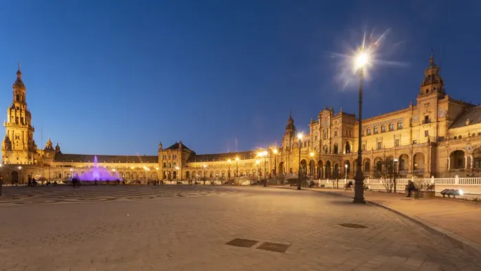 Framed Print : Long exposure of the Plaza de Espana in Parque de Maria Luisa at sunset, Seville Framed Print : Long exposure of the Plaza de Espana in Parque de Maria Luisa at sunset, Seville