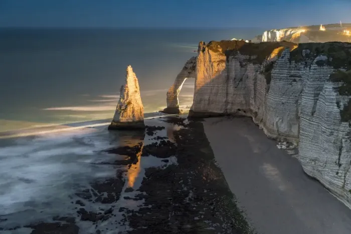 Framed Print : Long exposure at sunset of the chalk cliffs, Etretat, Normandy, France, Europe Framed Print : Long exposure at sunset of the chalk cliffs, Etretat, Normandy, France, Europe