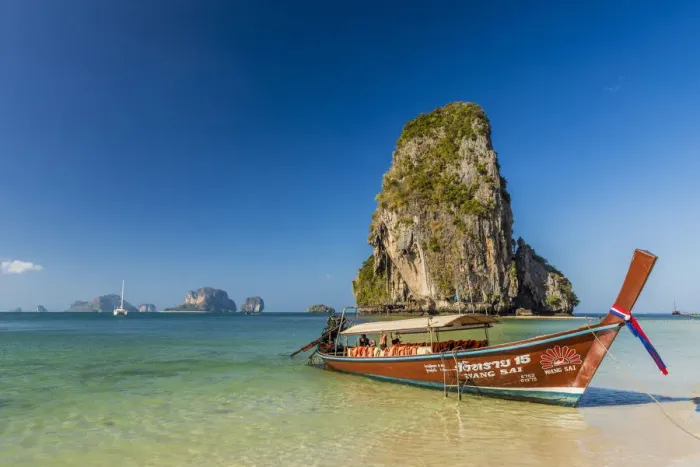 Framed Print : Long tail boat on Phra Nang Cave Beach on Railay in Ao Nang, Krabi Province, Thailand Framed Print : Long tail boat on Phra Nang Cave Beach on Railay in Ao Nang, Krabi Province, Thailand