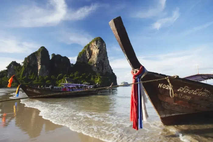 Framed Print : Long tail boats on Hat Rai Leh West Beach, Railay (Rai Leh), Krabi Province Framed Print : Long tail boats on Hat Rai Leh West Beach, Railay (Rai Leh), Krabi Province