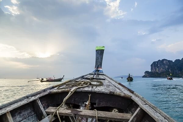 Longtail boat, Railay beach, Krabi, Thailand, Southeast Asia, Asia
