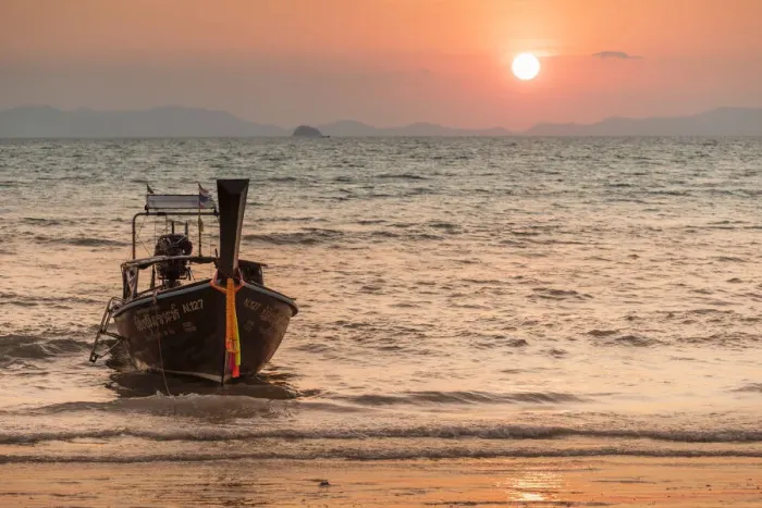Framed Print : Longtail boat at West Rai Leh Beach, Railay Peninsula, Krabi Province, Thailand Framed Print : Longtail boat at West Rai Leh Beach, Railay Peninsula, Krabi Province, Thailand