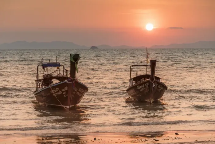 Framed Print : Longtail boats at West Rai Leh Beach, Railay Peninsula, Krabi Province, Thailand Framed Print : Longtail boats at West Rai Leh Beach, Railay Peninsula, Krabi Province, Thailand