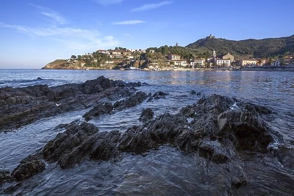 Looking across the bay from Collioure, Pyrenees-Orientales, Languedoc-Roussillon, France, Europe