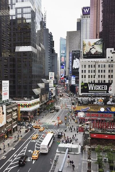 Looking down Broadway towards Times Square, Manhattan, New York City, New York