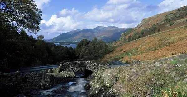 Looking towards Derwent Water and the Skiddaw hills from Ashness Bridge