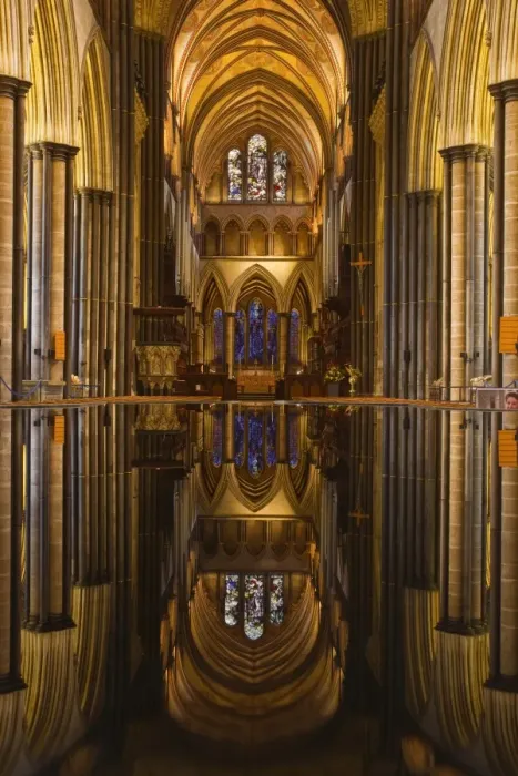 Framed Print : Looking across the font and down the nave of Salisbury Cathedral, Wiltshire, England, United Kingdom, Europe Framed Print : Looking across the font and down the nave of Salisbury Cathedral, Wiltshire, England, United Kingdom, Europe