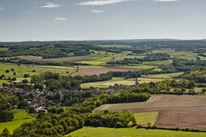 Framed Print : Looking over the landscape of Burgundy and the village of Saint Pere from Vezelay, Burgundy, France, Europe Framed Print : Looking over the landscape of Burgundy and the village of Saint Pere from Vezelay, Burgundy, France, Europe