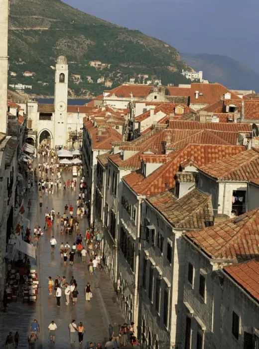 Framed Print : Looking down the main street (Placa) to clock tower, Dubrovnik, Croatia, Europe Framed Print : Looking down the main street (Placa) to clock tower, Dubrovnik, Croatia, Europe