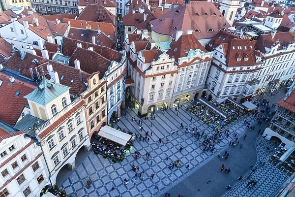 Looking down on Old Town Square, UNESCO World Heritage Site, Prague, Czech Republic