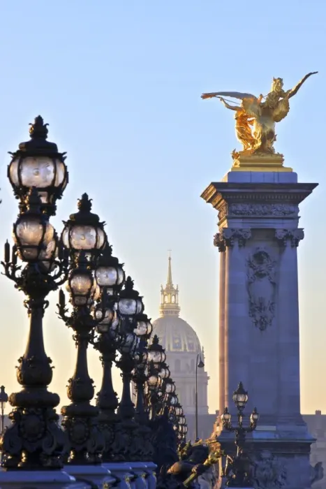 Framed Print : Looking across the Pont Alexandre III to the Dome Church, Paris, France, Europe Framed Print : Looking across the Pont Alexandre III to the Dome Church, Paris, France, Europe