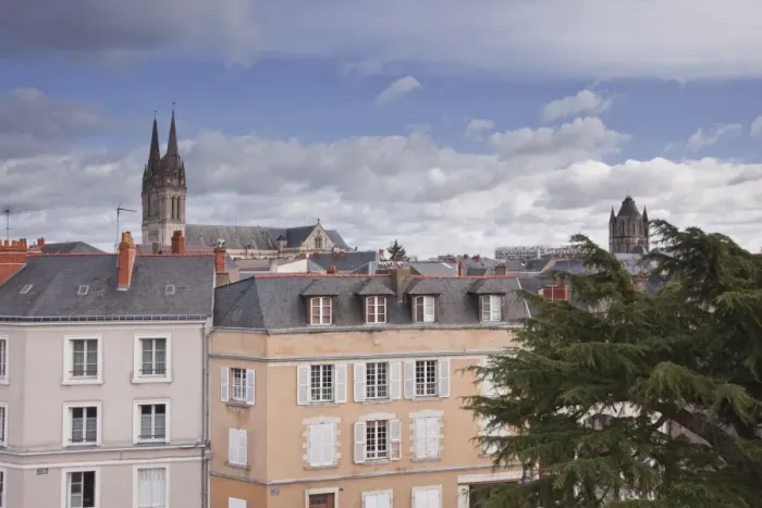 Framed Print : Looking over the rooftops of Angers towards the cathedral, Angers, Maine-et-Loire, France, Europe Framed Print : Looking over the rooftops of Angers towards the cathedral, Angers, Maine-et-Loire, France, Europe