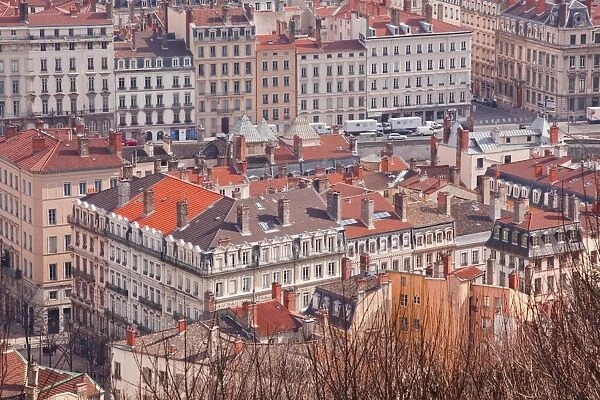Looking over the rooftops of the city of Lyon, Rhone-Alpes, France, Europe