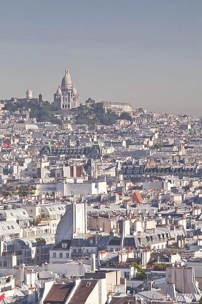 Looking over the rooftops of Paris to Sacre Coeur, Paris, France, Europe