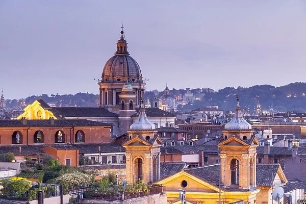 Looking over the rooftops of Rome, Lazio, Italy, Europe