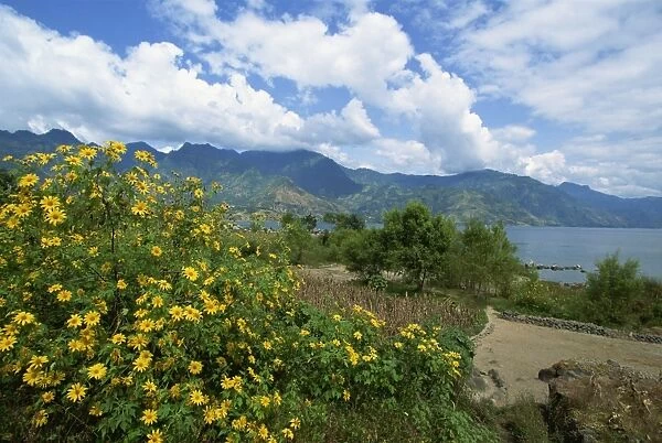 Looking from San Pedro La Laguna towards Lake Atitlan, Guatemala, Central America
