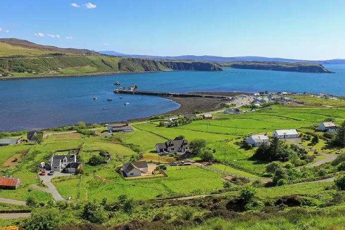 Framed Print : Looking South from Idrigal Bay Viewpoint to Uig harbour and ferry port terminal in the far North of the island, Idrigal Bay, Uig, Trotternish Peninsula, Skye, Inner Hebrides, Scotland, United Kingdom, Europe Framed Print : Looking South from Idrigal Bay Viewpoint to Uig harbour and ferry port terminal in the far North of the island, Idrigal Bay, Uig, Trotternish Peninsula, Skye, Inner Hebrides, Scotland, United Kingdom, Europe